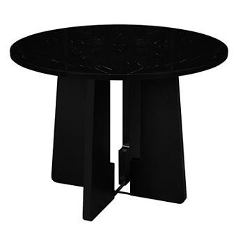 Merax Round Dining Table for 4, 43-Inch Faux Marble Top, Mid-Century Modern Round Dining Table