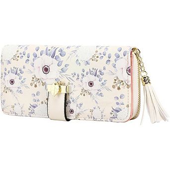 AKSZRI RFID Women's Wallet with Phone Pocket & Card Slots - Hydrangea Design