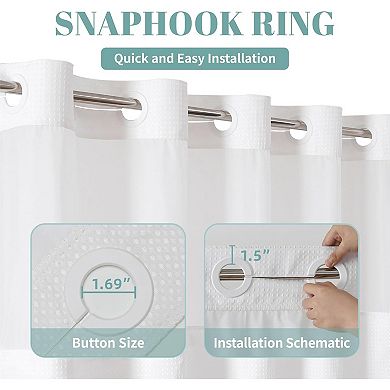 Great Ambitions No Hook Weave Shower Curtain with snap-in Liner Replacement,Through Mesh Top Window