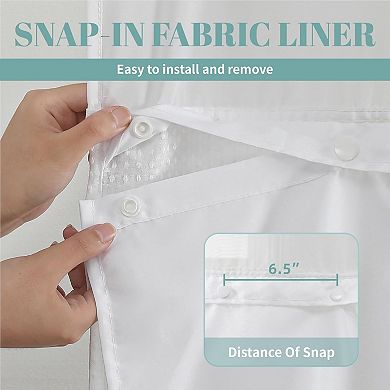 Great Ambitions No Hook Weave Shower Curtain with snap-in Liner Replacement,Through Mesh Top Window