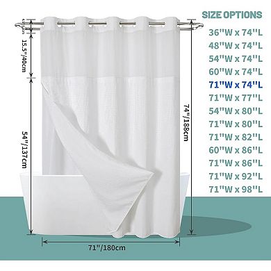 Great Ambitions No Hook Weave Shower Curtain with snap-in Liner Replacement,Through Mesh Top Window