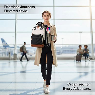 AKSZRI Women's 15.6" Laptop Backpack - Waterproof, Anti-Theft with USB Port for Work & Travel.