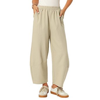 Women's Baggy Wide Leg Pants Elastic Waist Barrel Leg Casual Palazzo Harem Pant Ankle Lantern Summer