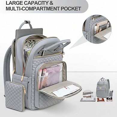 AKSZRI Women's 15.6" Waterproof Laptop Backpack with Wallet - for Work, College & Travel
