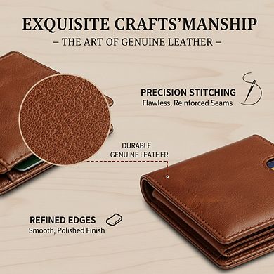 AKSZRI Slim RFID Leather Wallet - 11 Slot Front Pocket Card Holder & Gift