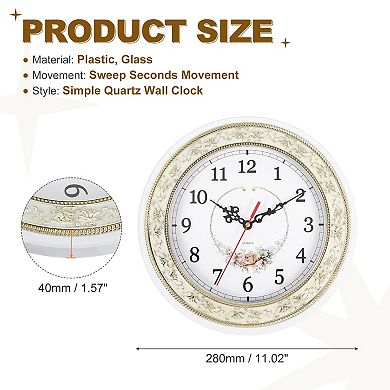 Lace Vintage Wall Clock, 11" Plastic Finish Clock, Battery Operated Easy Install for Living Room
