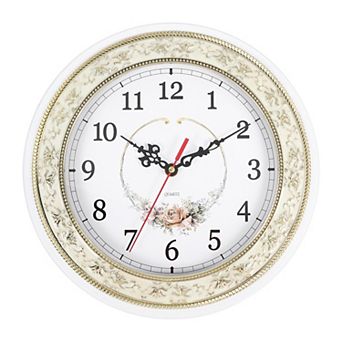 Lace Vintage Wall Clock, 11" Plastic Finish Clock, Battery Operated Easy Install for Living Room