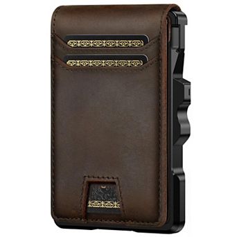 AKSZRI Men's Smart Pop-Up Wallet - Slim RFID Leather with Money Clip