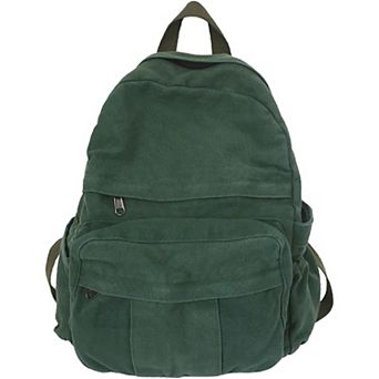 AKSZRI Vintage Green Canvas Backpack - Laptop Bag for School & Travel