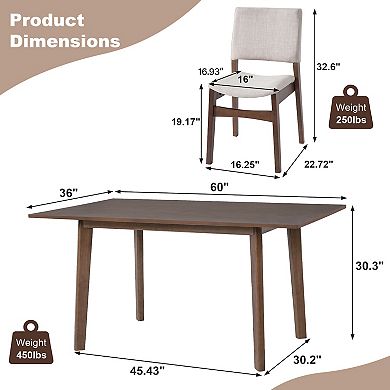 Merax 7-Piece Modern Dining Set - Rectangular Solid Wood Table & Upholstered Linen Chairs