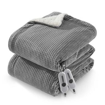 Dual Control Heated Blanket, 4 Heat Levels with Auto Shut-Off, Machine Washable Flannel