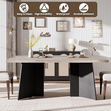 Farmhouse Kitchen and Dining Table with Large Rectangular Tabletop