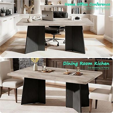 Farmhouse Kitchen and Dining Table with Large Rectangular Tabletop