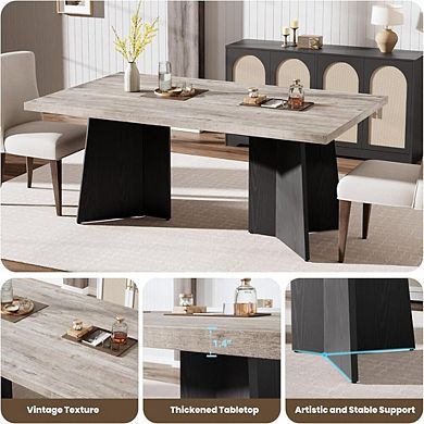 Farmhouse Kitchen and Dining Table with Large Rectangular Tabletop