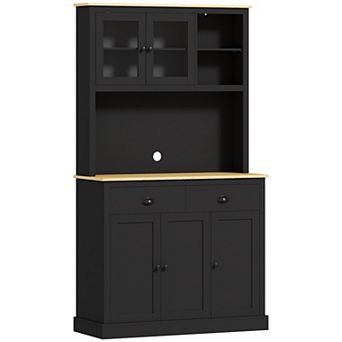 HOMCOM Kitchen Cabinet with Microwave Stand, 71inch Pantry Cabinet