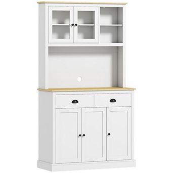 HOMCOM Kitchen Cabinet with Microwave Stand, 71inch Pantry Cabinet