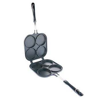 4-Cavity Pancake Pan Easy Flips with Non-Stick Clip for Uniform Breakfast Pancakes