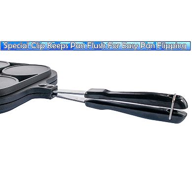 4-Cavity Pancake Pan Easy Flips with Non-Stick Clip for Uniform Breakfast Pancakes