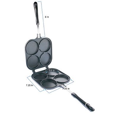 4-Cavity Pancake Pan Easy Flips with Non-Stick Clip for Uniform Breakfast Pancakes