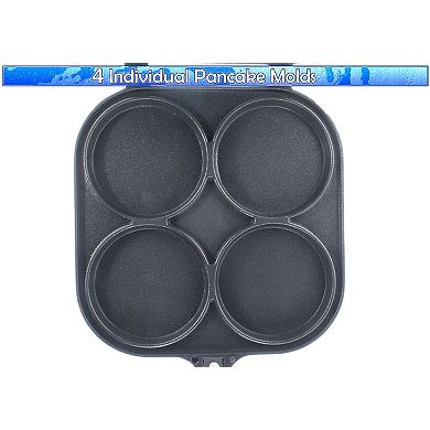 4-Cavity Pancake Pan Easy Flips with Non-Stick Clip for Uniform Breakfast Pancakes