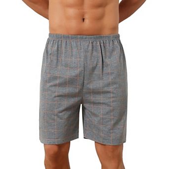 Plaid Nightwear Bottoms for Men's Soft Elastic Waist Lounge Pajama Shorts