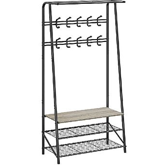 Coat Rack Shoe Bench with 10 Hooks