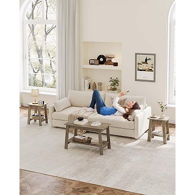 End Table, Nightstand with 2-Tier Storage, Wood, Narrow Side Table for Small Spaces, Bedroom