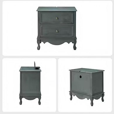 Elpenor 24"Wx16"Dx24"H Tall 2 - Drawer Blue Nightstand