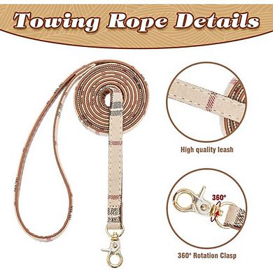 Classic Plaid Dog Collar Leash Bowtie Set