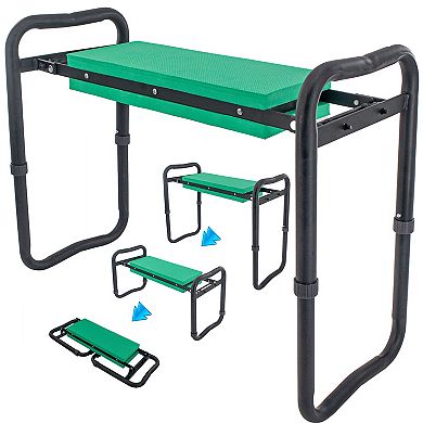Adjustable Garden Kneeler Seat with Handles Foldable Heavy-Duty Frame, Waterproof EVA Pad