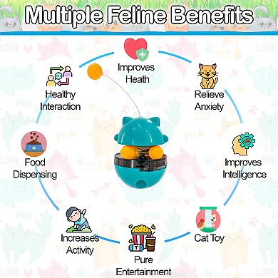 Interactive Cat Puzzle Feeder Toy - Adjustable Treat Dispenser Ball, Never Tips Over