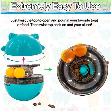 Interactive Cat Puzzle Feeder Toy - Adjustable Treat Dispenser Ball, Never Tips Over