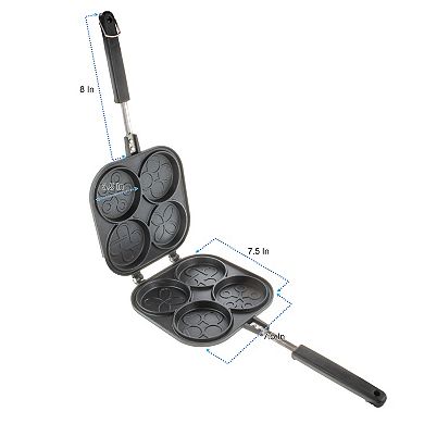 Nonstick Double Sided Pancake Pan Maker with 4 Floral Molds Flipping Clip
