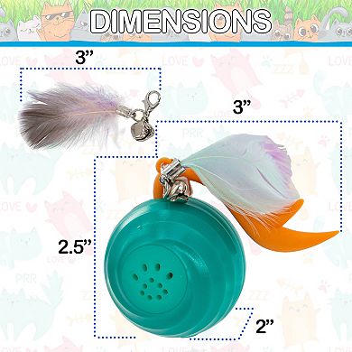 Automatic Interactive Cat Toy Ball Motion Activated LED, Twirling Feathers & Catnip Compartment