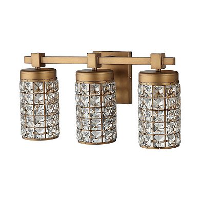 20" Aged Brass Crystal 3-Light Bathroom Vanity Lights Wall Sconce