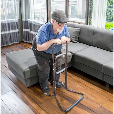 Portable Standing Aid with 3 Padded Handles, 300 lb Capacity, Non-Slip Y-Shaped Base for Seniors