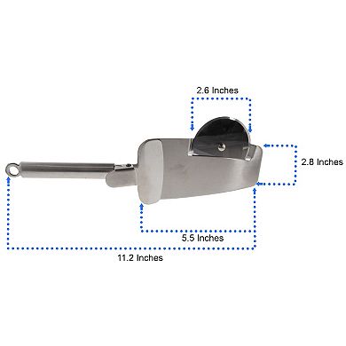 4-in-1 Stainless Steel Pizza Cutter Wheel with Serving Spatula Clamp and Dishwasher Safe