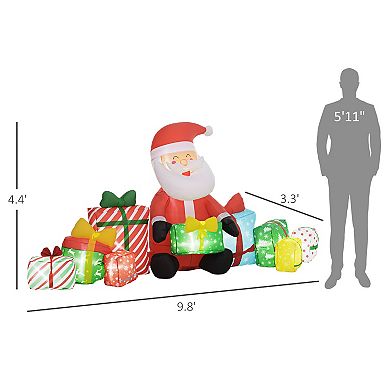 Outsunny 4.4ft Christmas Inflatables Santa Claus w/ LED Lights