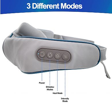 Portable Shiatsu Neck Shoulder Back Massager with Heat Deep Kneading Relief