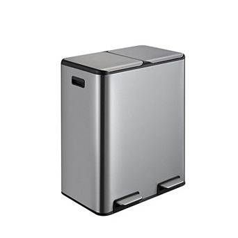 Stainless Steel Trash Can, Fingerprint-Proof with Soft-Close Lid & Removable Inner Bucket