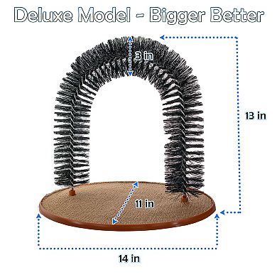 Cat Self Grooming Arch Non-Slip Base, Catnip Infused Scratch Pad & Mouse Hanging Toy