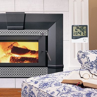 2-in-1 Thermometer & Hygrometer with Clock and Alarm Function