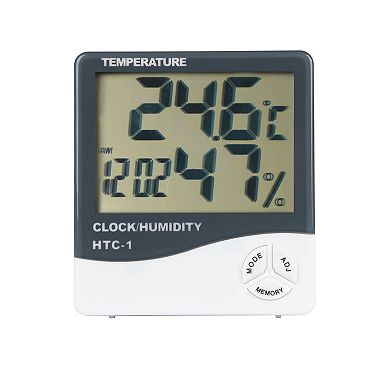 2-in-1 Thermometer & Hygrometer with Clock and Alarm Function