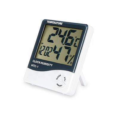 2-in-1 Thermometer & Hygrometer with Clock and Alarm Function