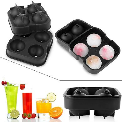 1.77” Silicone Sphere Ice Ball Maker with Lid, Easy-Fill Ice Cube Tray for Parties & Events
