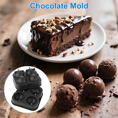 1.77” Silicone Sphere Ice Ball Maker with Lid, Easy-Fill Ice Cube Tray for Parties & Events