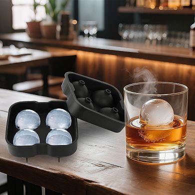 1.77” Silicone Sphere Ice Ball Maker with Lid, Easy-Fill Ice Cube Tray for Parties & Events