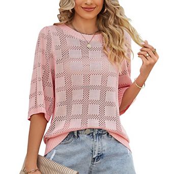 Women's Round Neck Hollowed out Sun Protection Clothes, Knitted Sweaters, Casual Hoodies