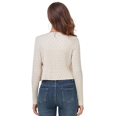 Womens Tie Front Cardigan Sweater Long Sleeve Crop Open Front Cardigan Ribbed Knit Crop Sweater