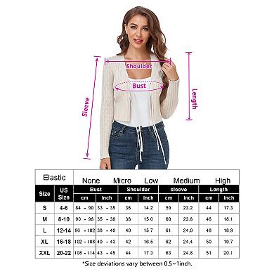 Womens Tie Front Cardigan Sweater Long Sleeve Crop Open Front Cardigan Ribbed Knit Crop Sweater